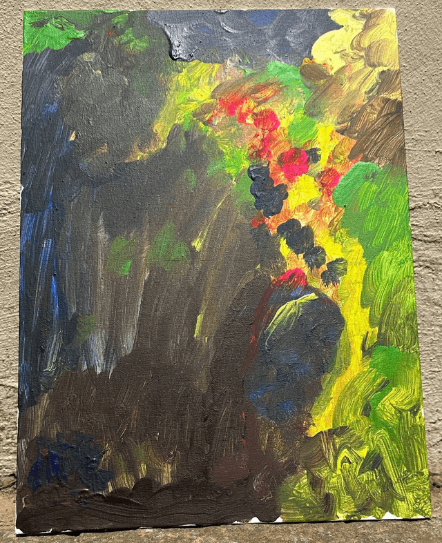 Painting by Sven Nemeth: Tree, River, Fire, landscape, Asteroid (Unique/Original)