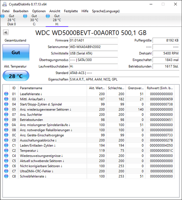 Western Digital - 2nd Hand Notebook HDD, 2,5" (500GB)